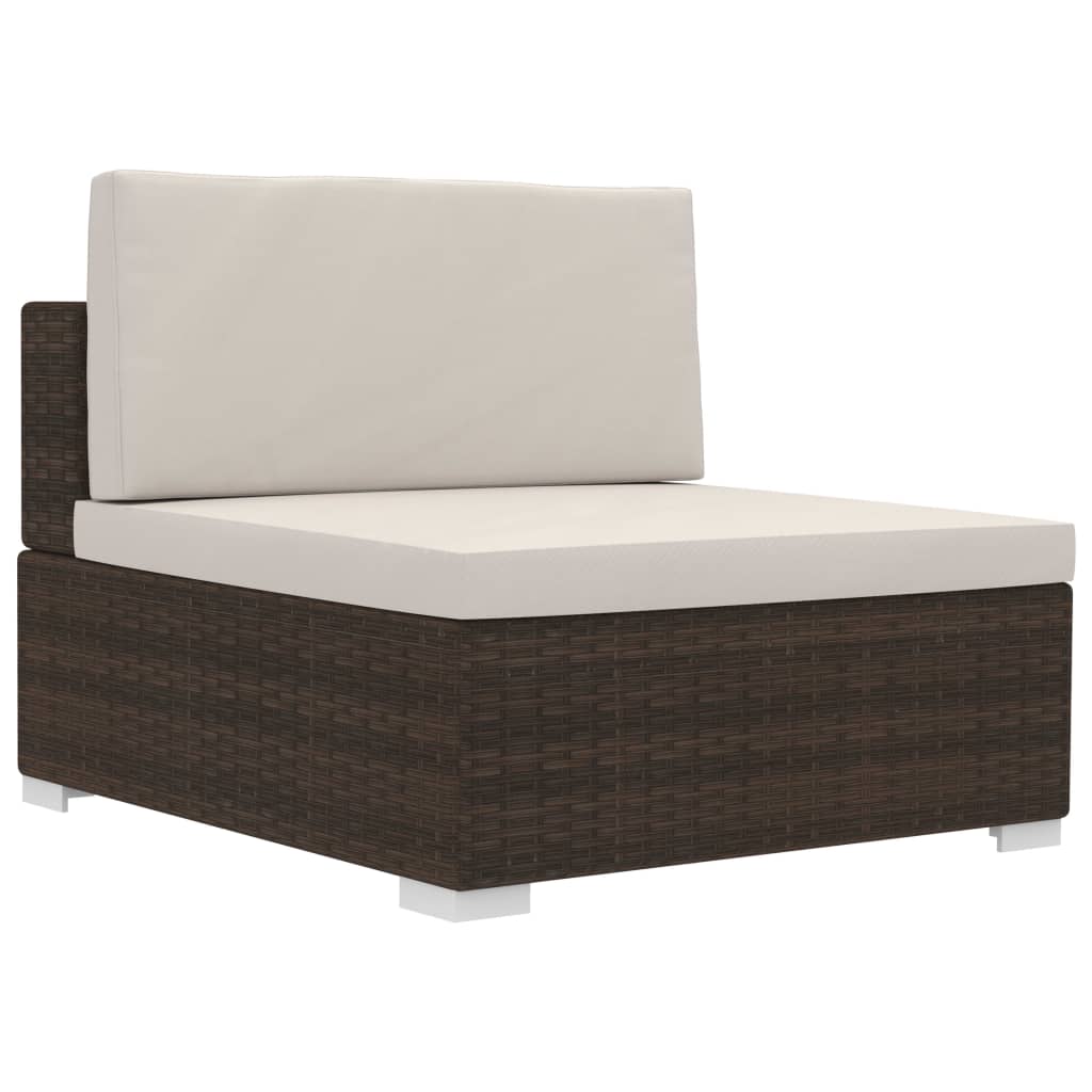 vidaXL 4-częściowa sofa do ogrodu, z poduszkami, polirattan, brązowa