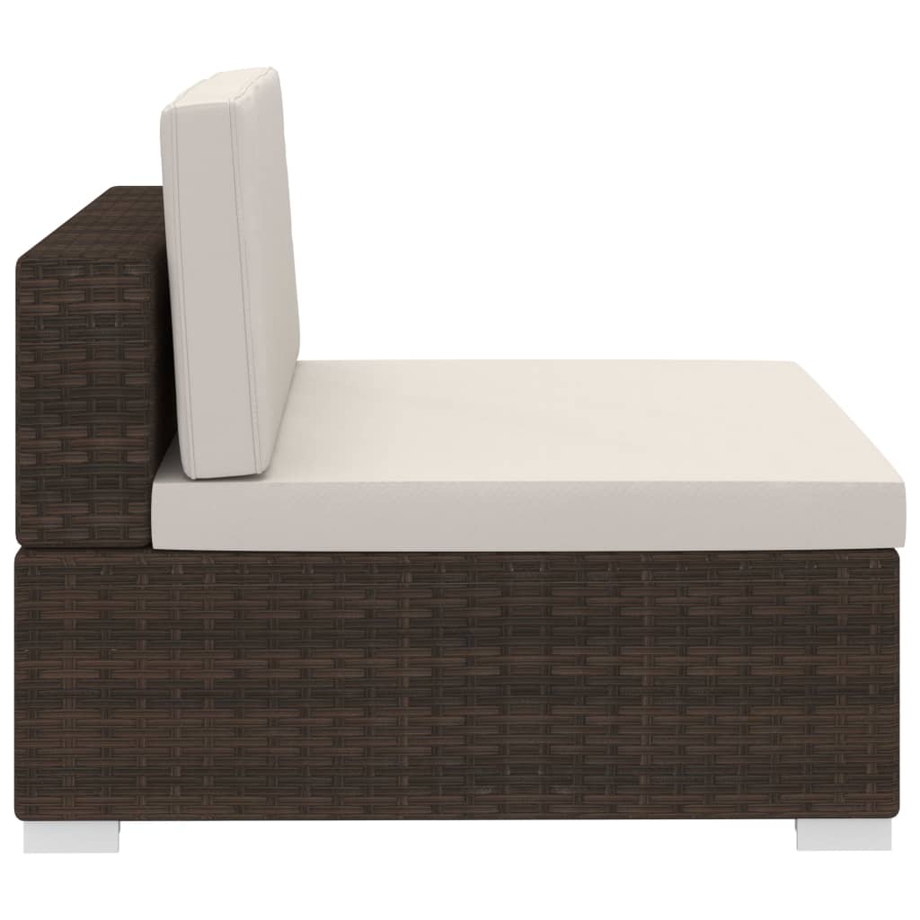 vidaXL 4-częściowa sofa do ogrodu, z poduszkami, polirattan, brązowa