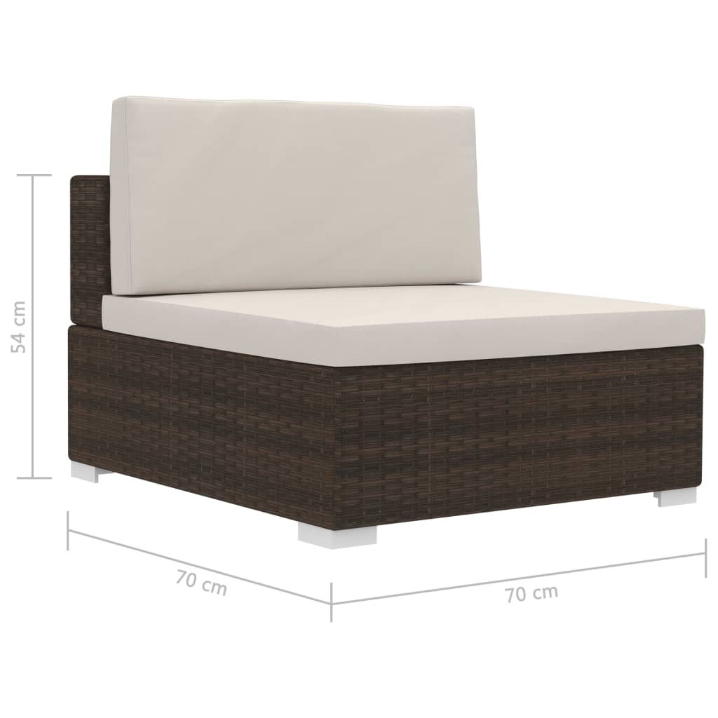 vidaXL 4-częściowa sofa do ogrodu, z poduszkami, polirattan, brązowa