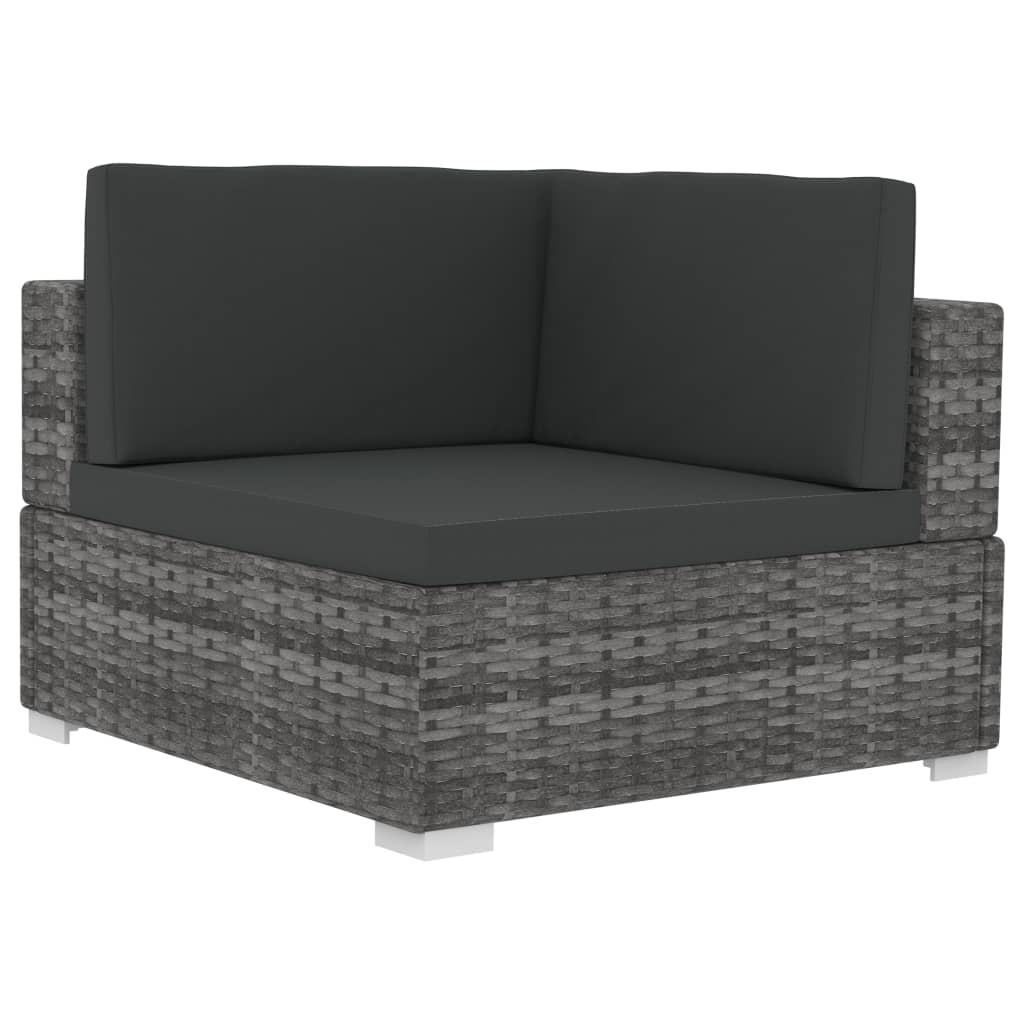 vidaXL 4-częściowa sofa do ogrodu, z poduszkami, polirattan, szara
