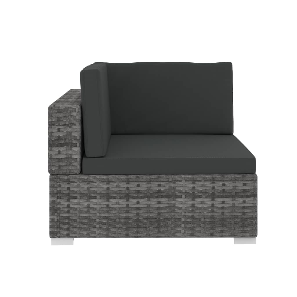 vidaXL 4-częściowa sofa do ogrodu, z poduszkami, polirattan, szara