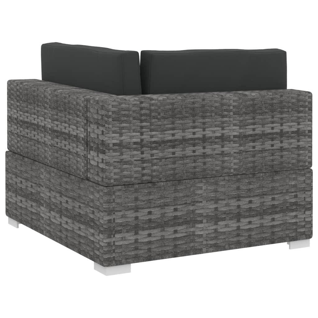 vidaXL 4-częściowa sofa do ogrodu, z poduszkami, polirattan, szara