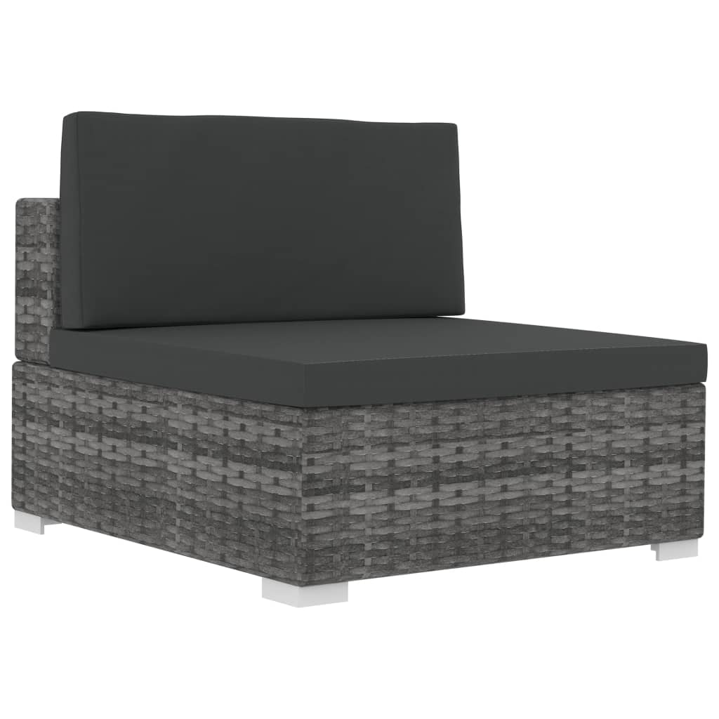 vidaXL 4-częściowa sofa do ogrodu, z poduszkami, polirattan, szara