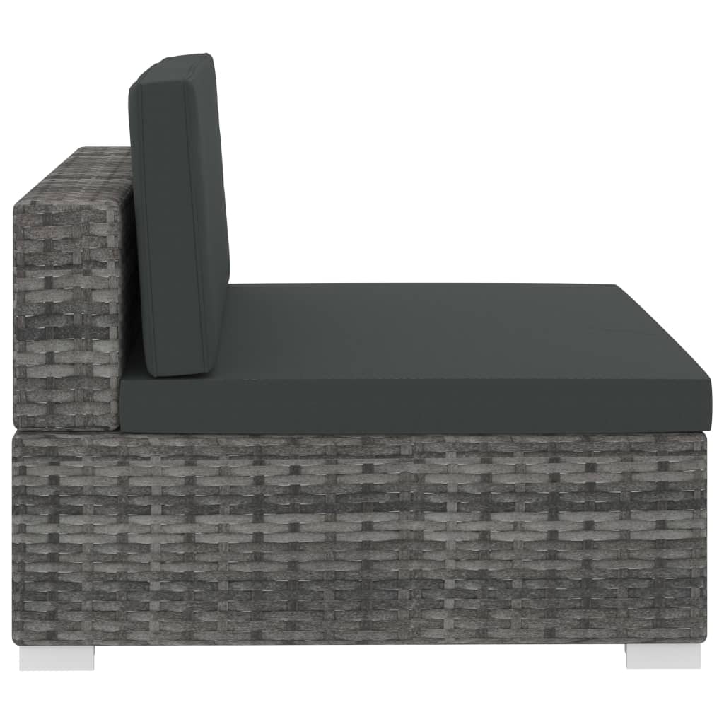 vidaXL 4-częściowa sofa do ogrodu, z poduszkami, polirattan, szara