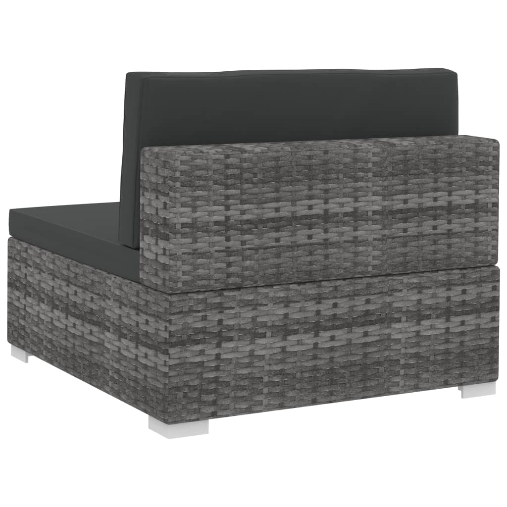 vidaXL 4-częściowa sofa do ogrodu, z poduszkami, polirattan, szara
