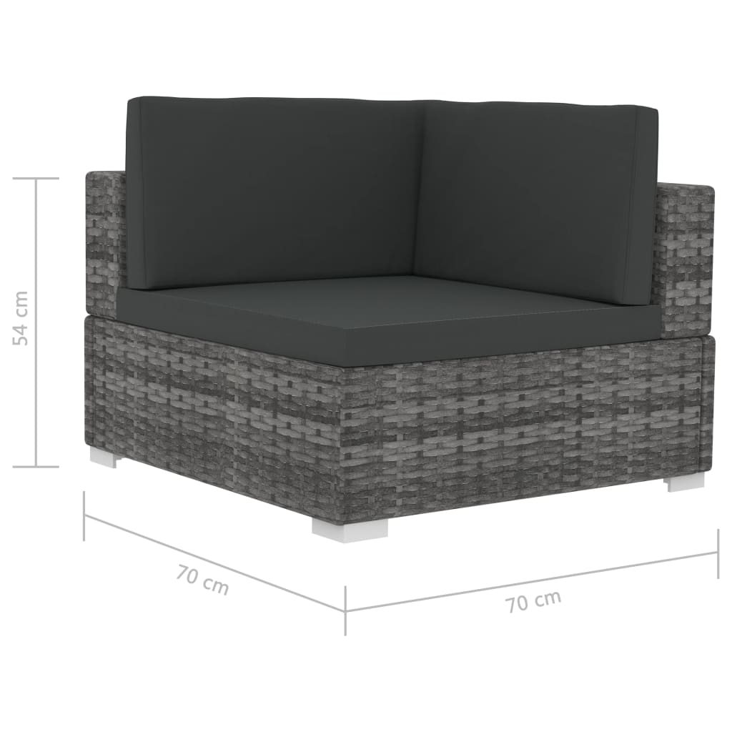vidaXL 4-częściowa sofa do ogrodu, z poduszkami, polirattan, szara