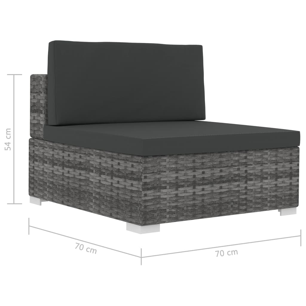 vidaXL 4-częściowa sofa do ogrodu, z poduszkami, polirattan, szara