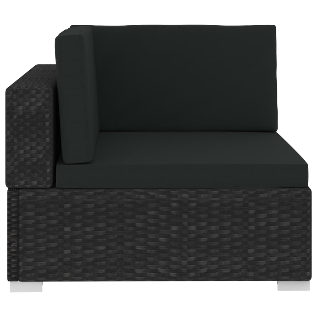 vidaXL 4-częściowa sofa ogrodowa, poduszki, rattan PE, czarna