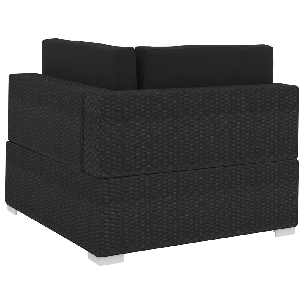 vidaXL 4-częściowa sofa ogrodowa, poduszki, rattan PE, czarna