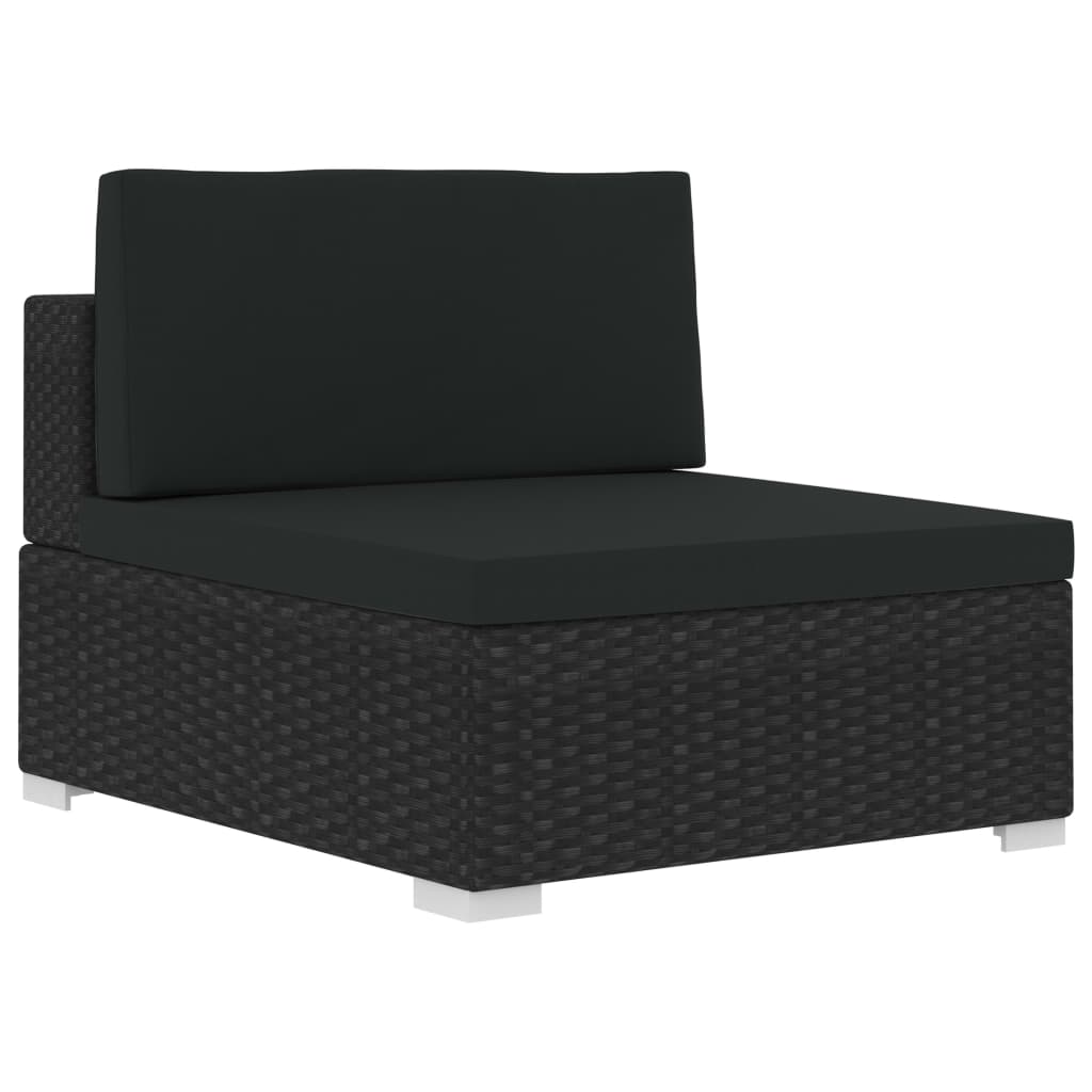 vidaXL 4-częściowa sofa ogrodowa, poduszki, rattan PE, czarna