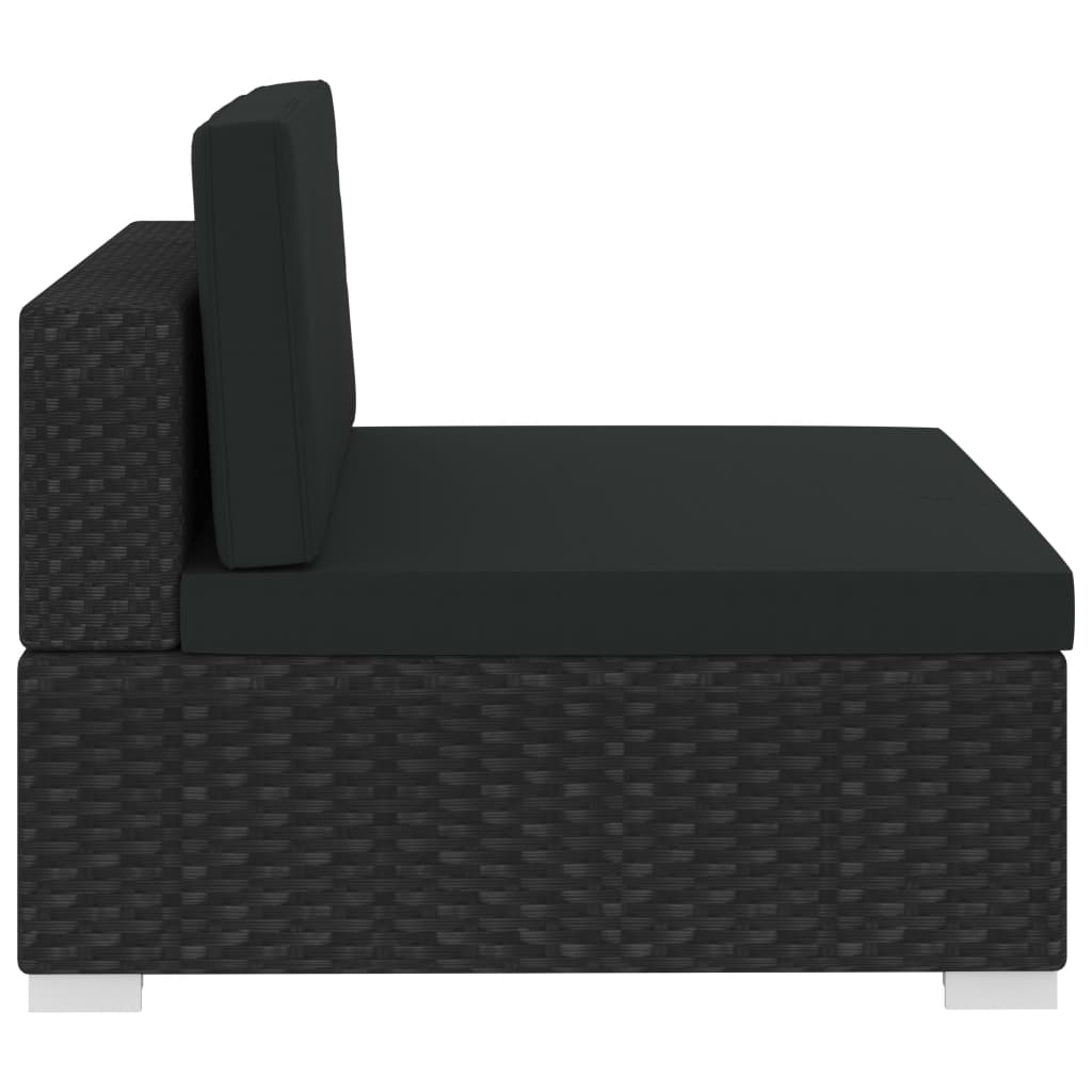 vidaXL 4-częściowa sofa ogrodowa, poduszki, rattan PE, czarna