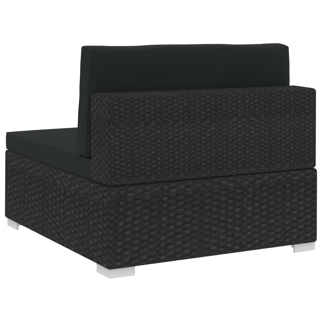 vidaXL 4-częściowa sofa ogrodowa, poduszki, rattan PE, czarna