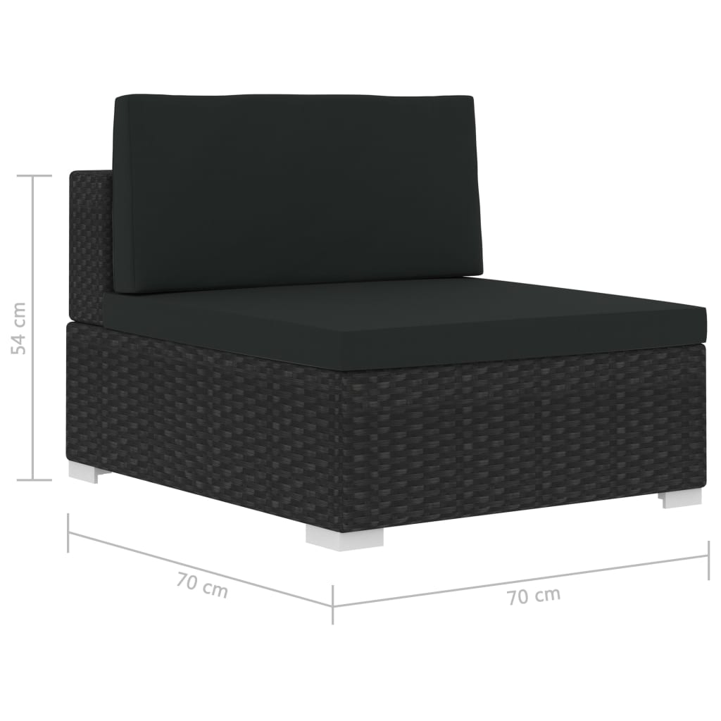 vidaXL 4-częściowa sofa ogrodowa, poduszki, rattan PE, czarna