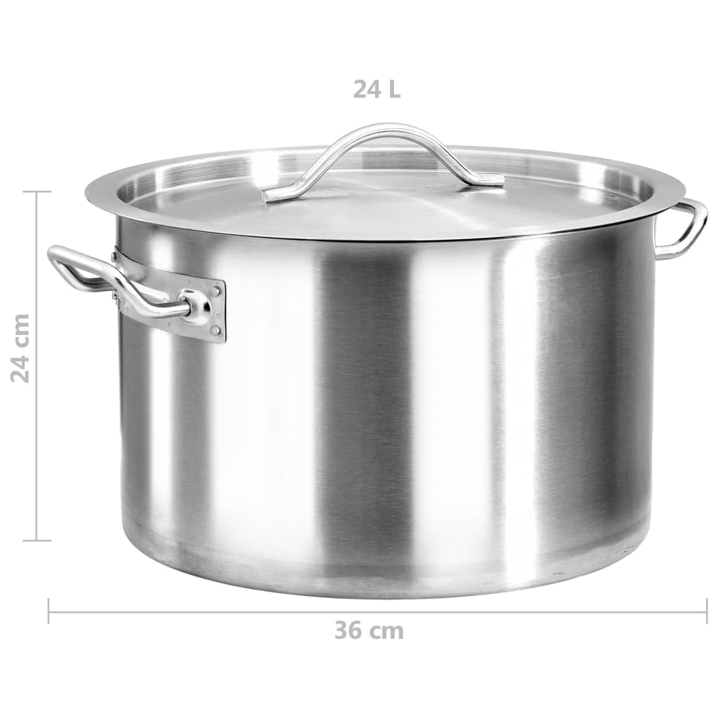 vidaXL Garnek, 24 L, 36 x 24 cm, stal nierdzewna