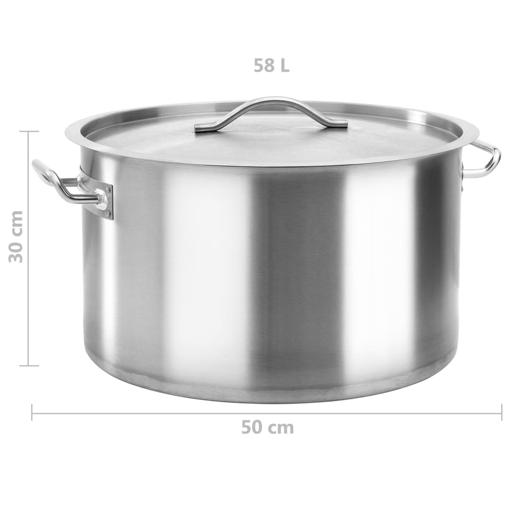 vidaXL Garnek, 58 L, 50 x 30 cm, stal nierdzewna