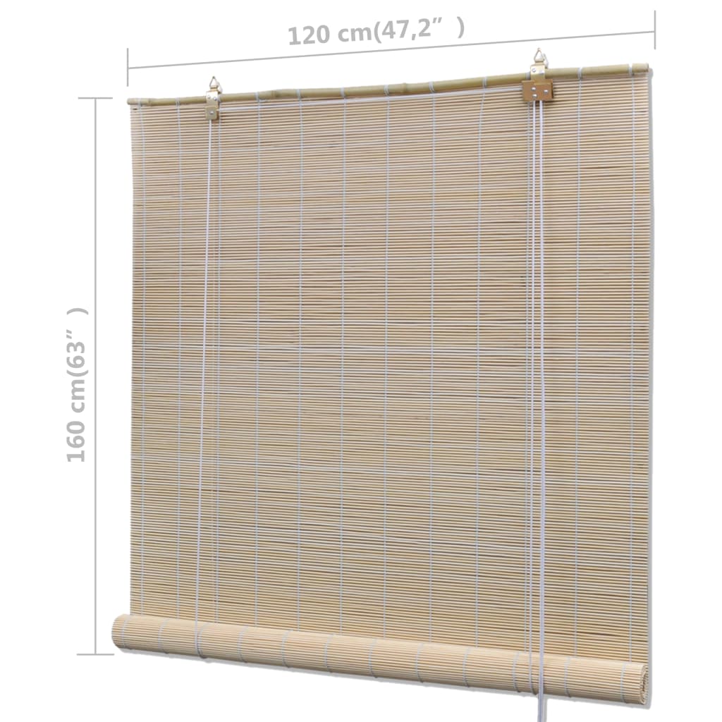 vidaXL Naturalne rolety bambusowe, 2 szt., 120 x 160 cm