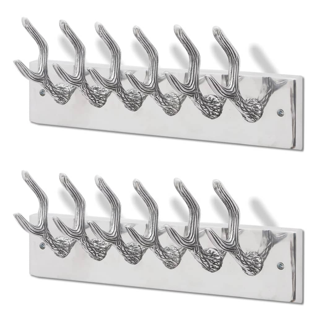 vidaXL Wieszaki na płaszcze, 2 szt., srebrne, aluminiowe