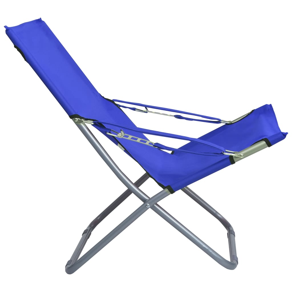 vidaXL Składane krzesła plażowe, 2 szt., tkanina, niebieskie