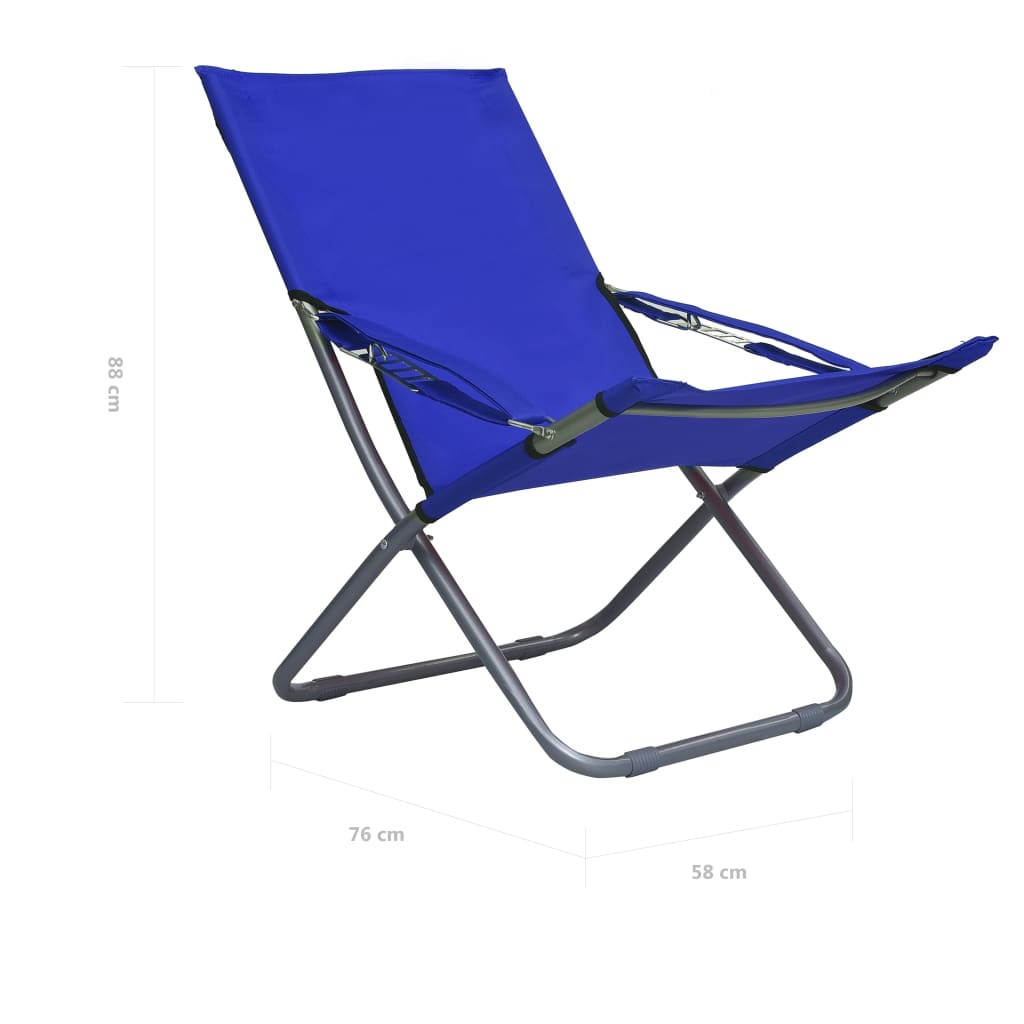 vidaXL Składane krzesła plażowe, 2 szt., tkanina, niebieskie