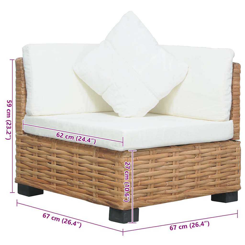 vidaXL Narożna sofa z poduszkami, naturalny rattan