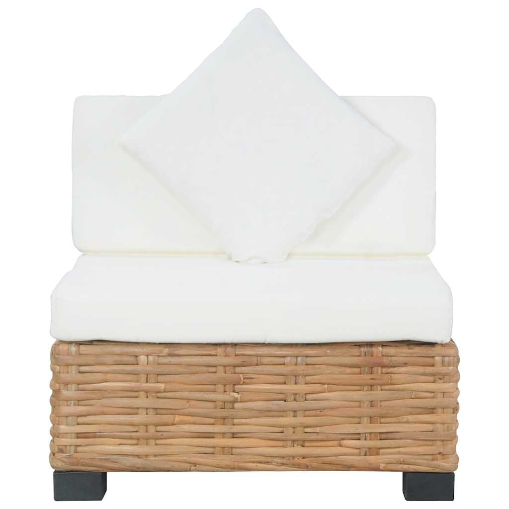 vidaXL Sofa bez podłokietników, z poduszkami, naturalny rattan