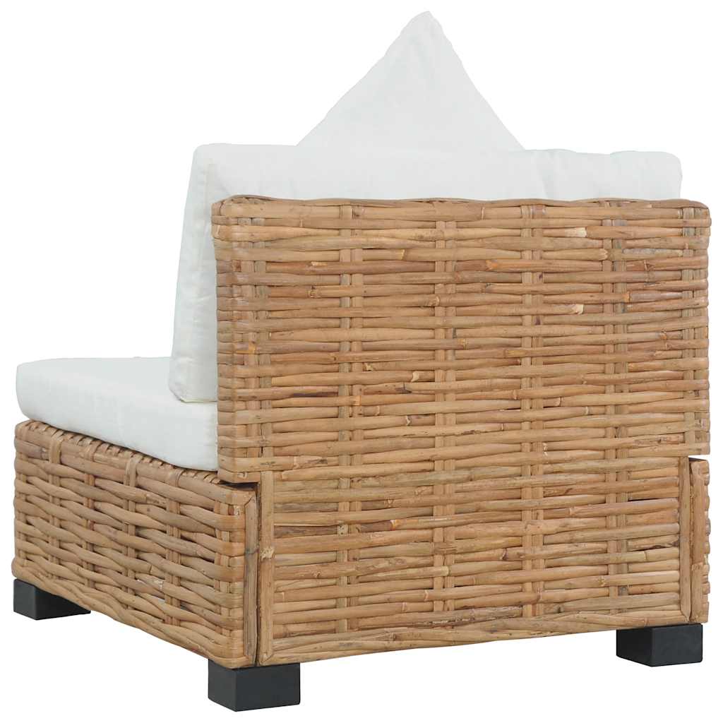 vidaXL Sofa bez podłokietników, z poduszkami, naturalny rattan