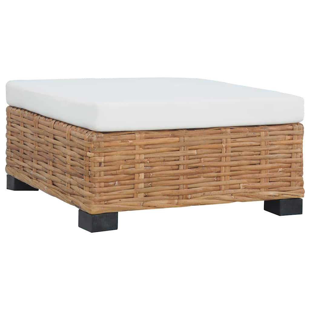 vidaXL Podnóżek z poduszką, naturalny rattan