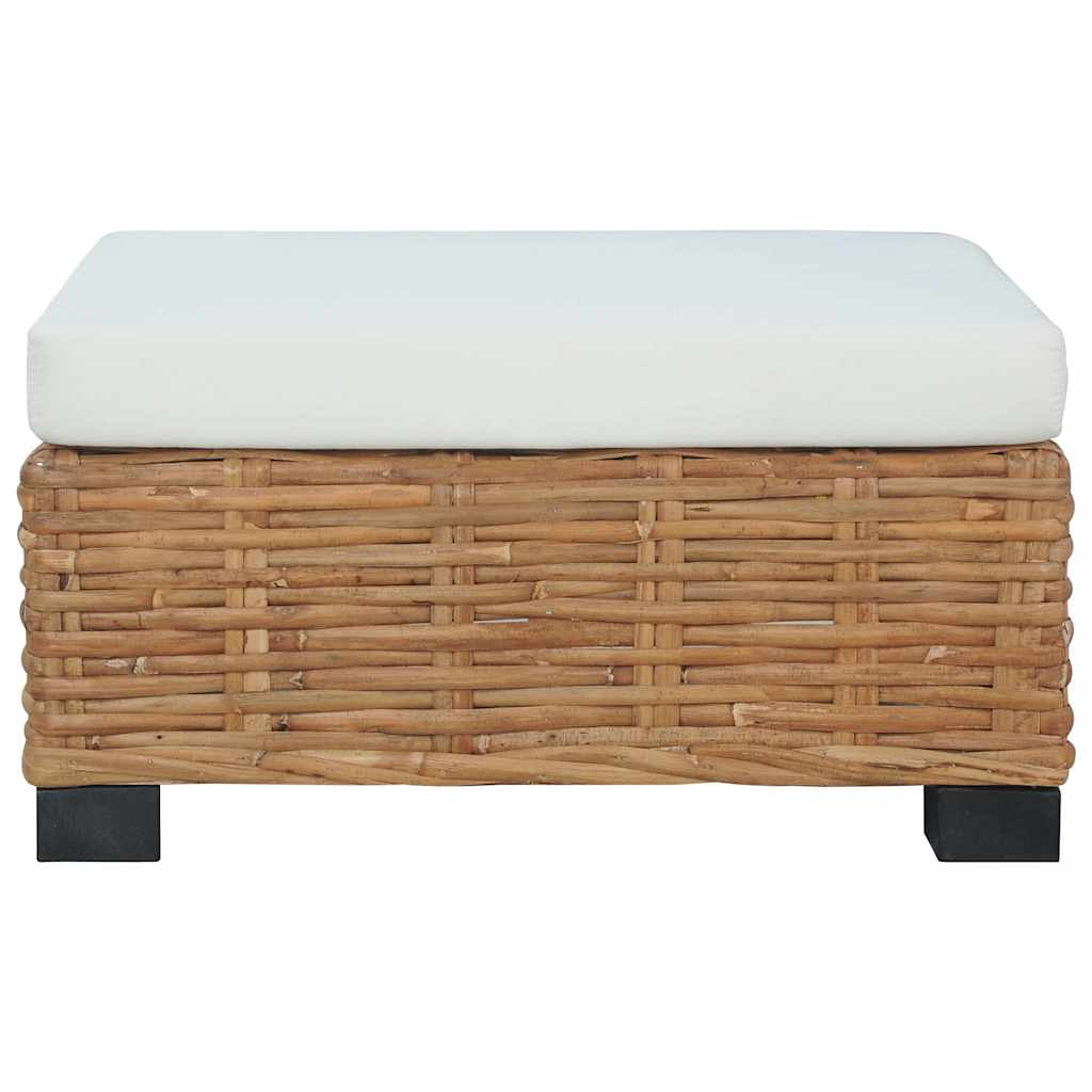vidaXL Podnóżek z poduszką, naturalny rattan