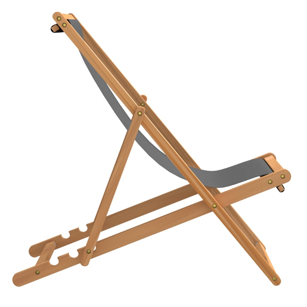 vidaXL Składany leżak plażowy, lite drewno tekowe, szary