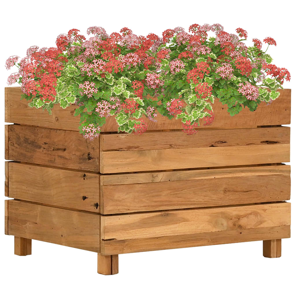 vidaXL Podwyższona donica 50x40x38 cm, drewno tekowe z recyklingu/stal