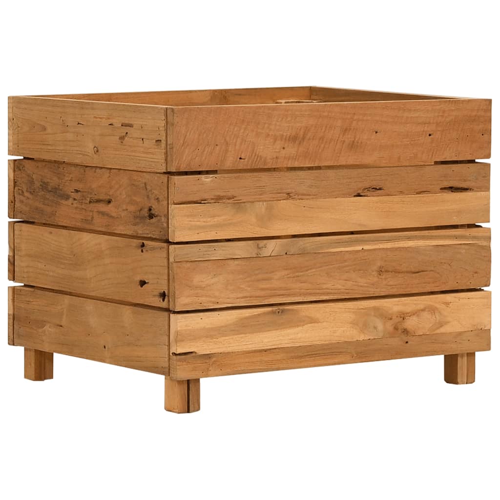 vidaXL Podwyższona donica 50x40x38 cm, drewno tekowe z recyklingu/stal
