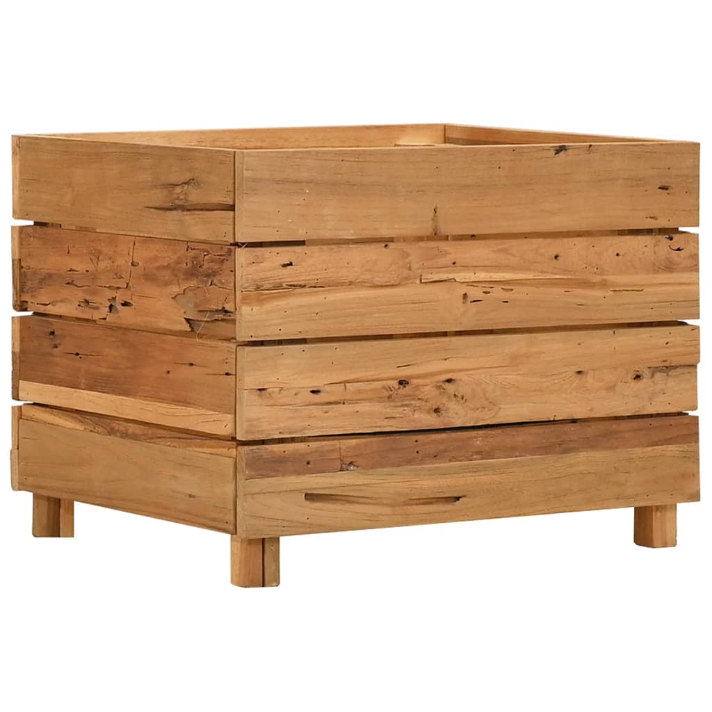 vidaXL Podwyższona donica 50x40x38 cm, drewno tekowe z recyklingu/stal