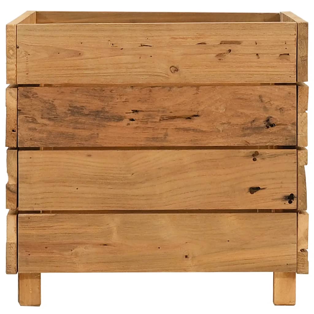 vidaXL Podwyższona donica 50x40x38 cm, drewno tekowe z recyklingu/stal