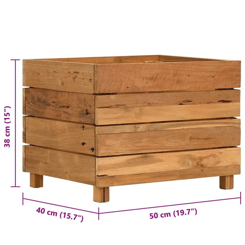 vidaXL Podwyższona donica 50x40x38 cm, drewno tekowe z recyklingu/stal