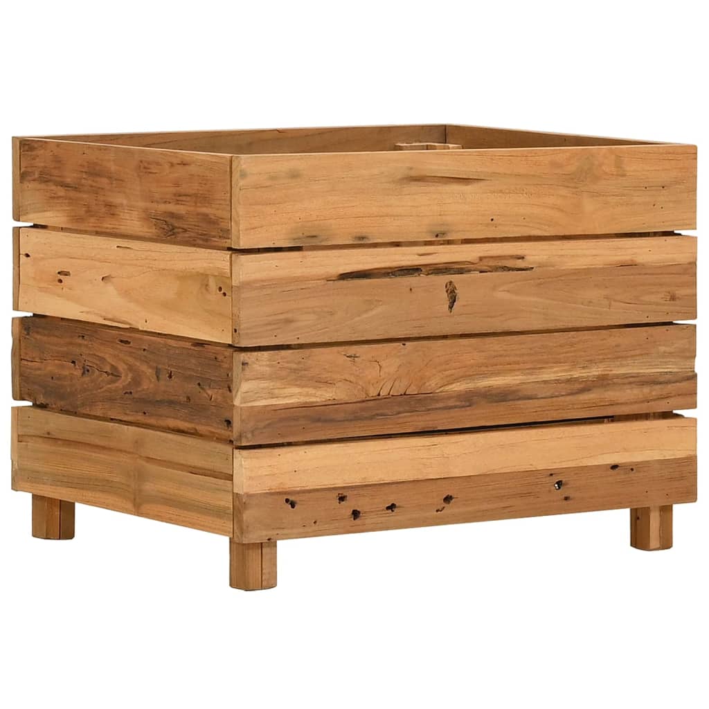 vidaXL Podwyższona donica 50x40x38 cm, drewno tekowe z recyklingu/stal