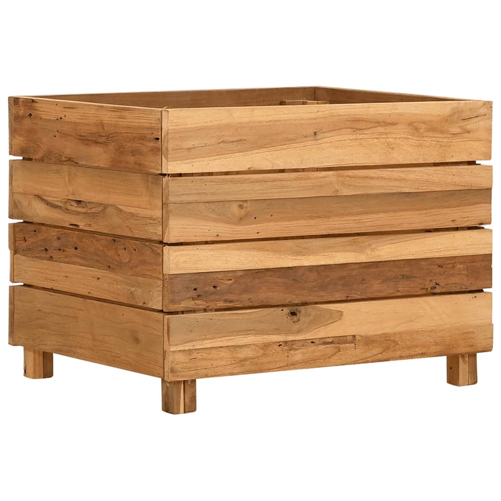 vidaXL Podwyższona donica 50x40x38 cm, drewno tekowe z recyklingu/stal