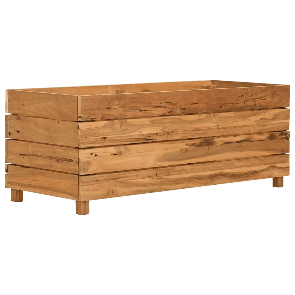 vidaXL Podwyższona donica 100x40x38 cm, drewno tekowe z odzysku i stal
