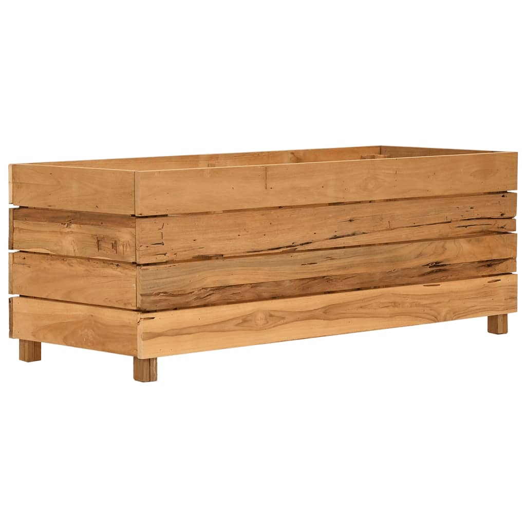 vidaXL Podwyższona donica 100x40x38 cm, drewno tekowe z odzysku i stal