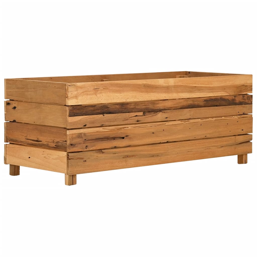 vidaXL Podwyższona donica 100x40x38 cm, drewno tekowe z odzysku i stal