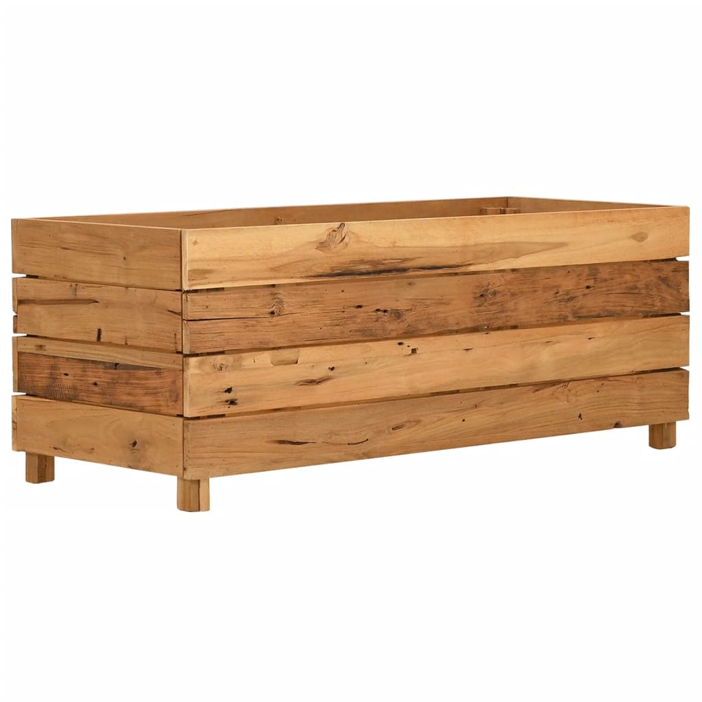 vidaXL Podwyższona donica 100x40x38 cm, drewno tekowe z odzysku i stal