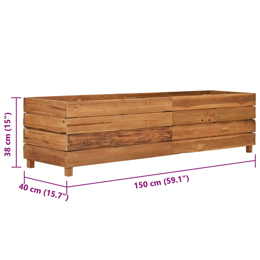 vidaXL Podwyższona donica 150x40x38 cm drewno tekowe z recyklingu/stal