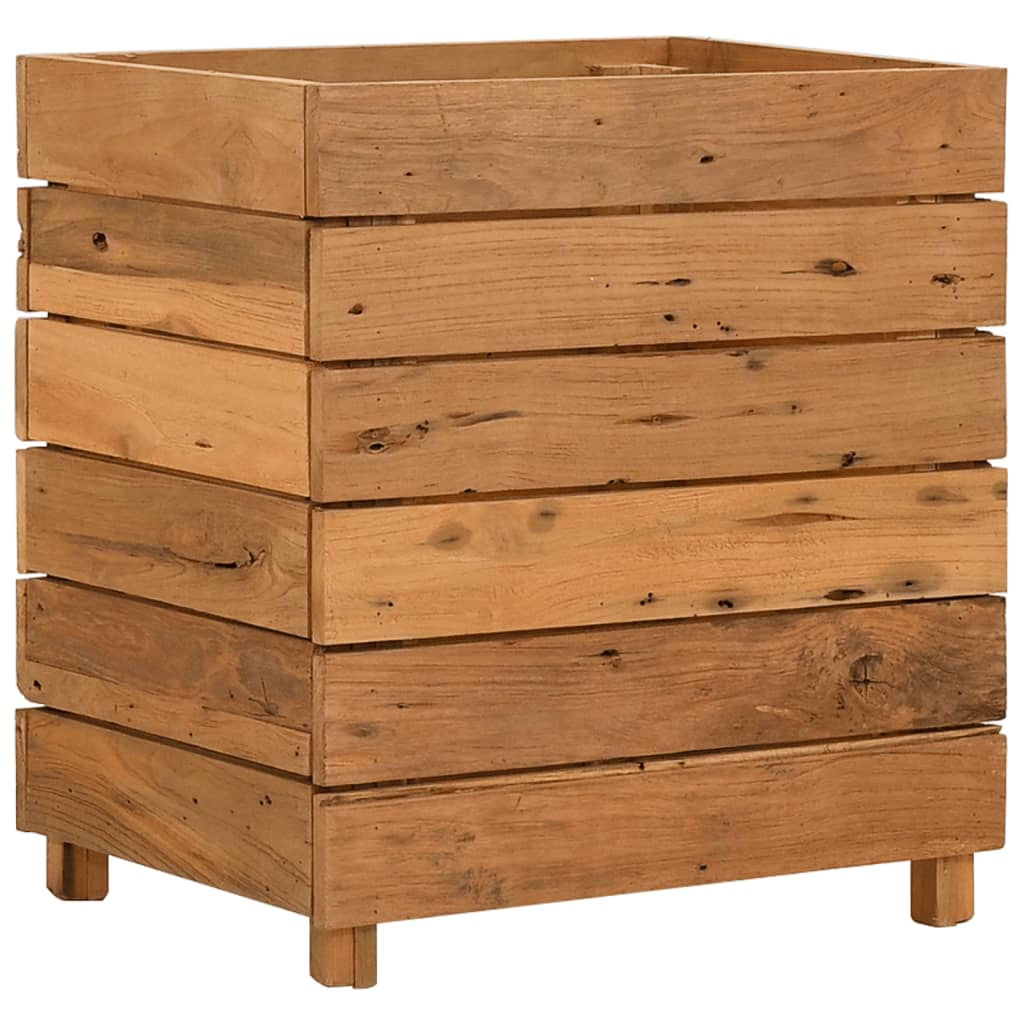 vidaXL Podwyższona donica 50x40x55 cm, drewno tekowe z recyklingu/stal