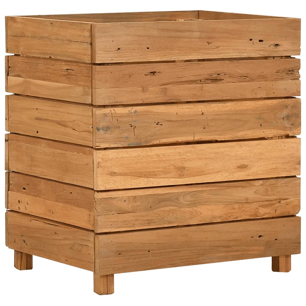 vidaXL Podwyższona donica 50x40x55 cm, drewno tekowe z recyklingu/stal