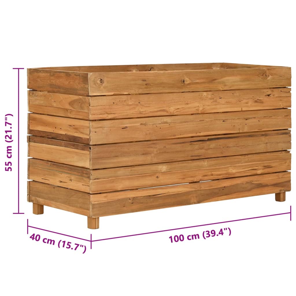vidaXL Podwyższona donica 100x40x55 cm drewno tekowe z recyklingu/stal