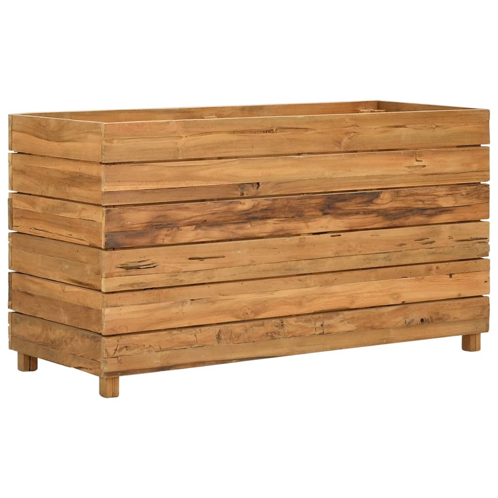 vidaXL Podwyższona donica 100x40x55 cm drewno tekowe z recyklingu/stal