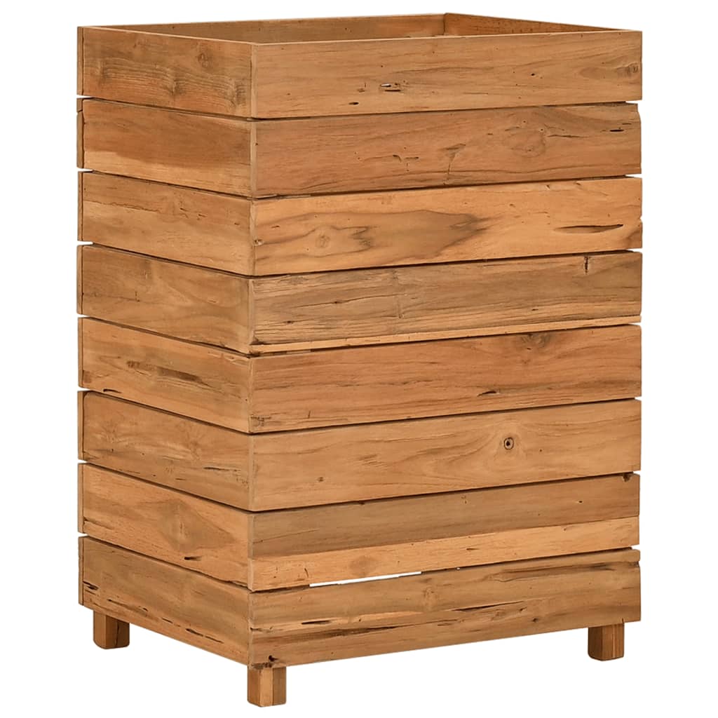 vidaXL Podwyższona donica 50x40x72 cm, drewno tekowe z recyklingu/stal