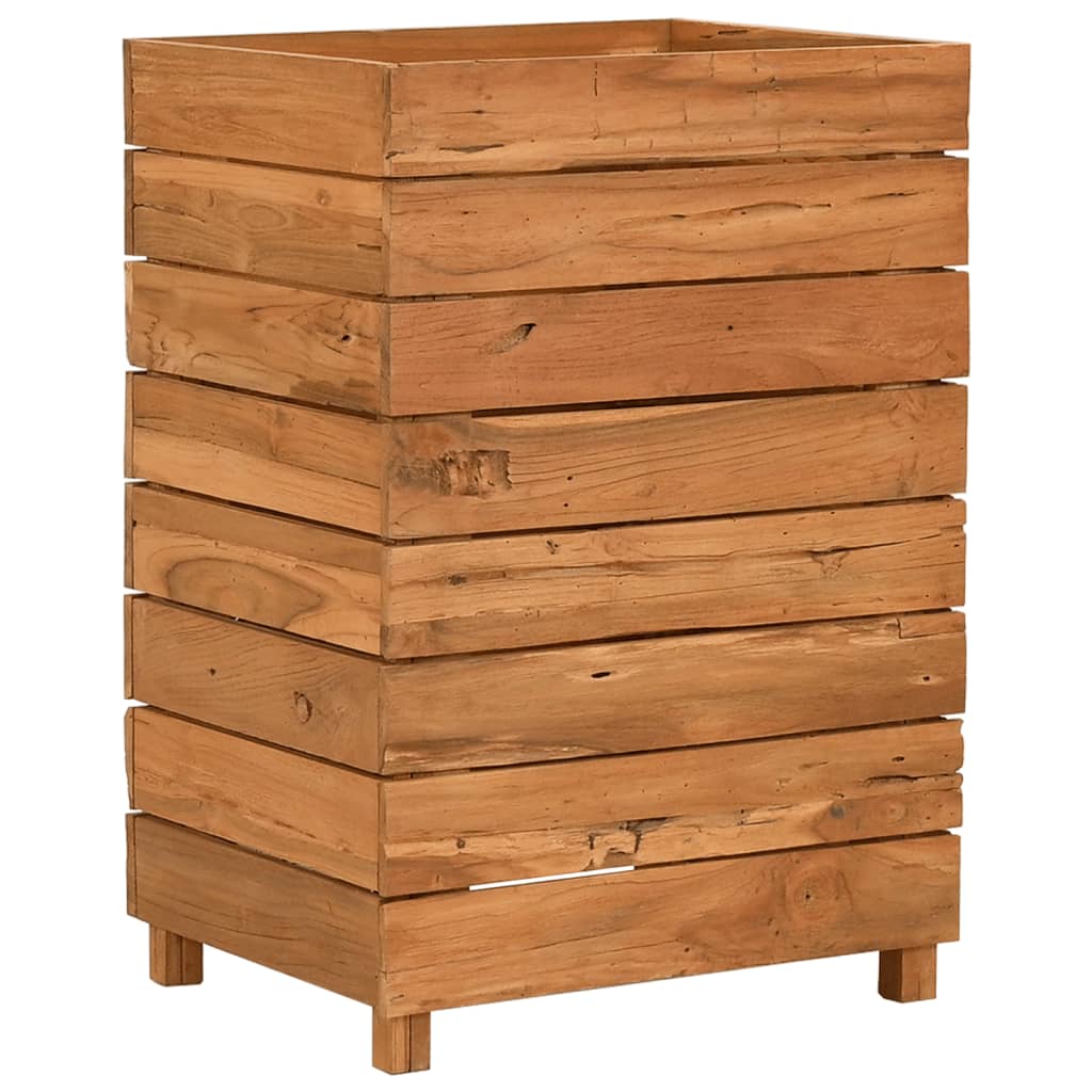 vidaXL Podwyższona donica 50x40x72 cm, drewno tekowe z recyklingu/stal