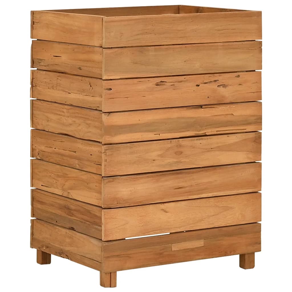 vidaXL Podwyższona donica 50x40x72 cm, drewno tekowe z recyklingu/stal