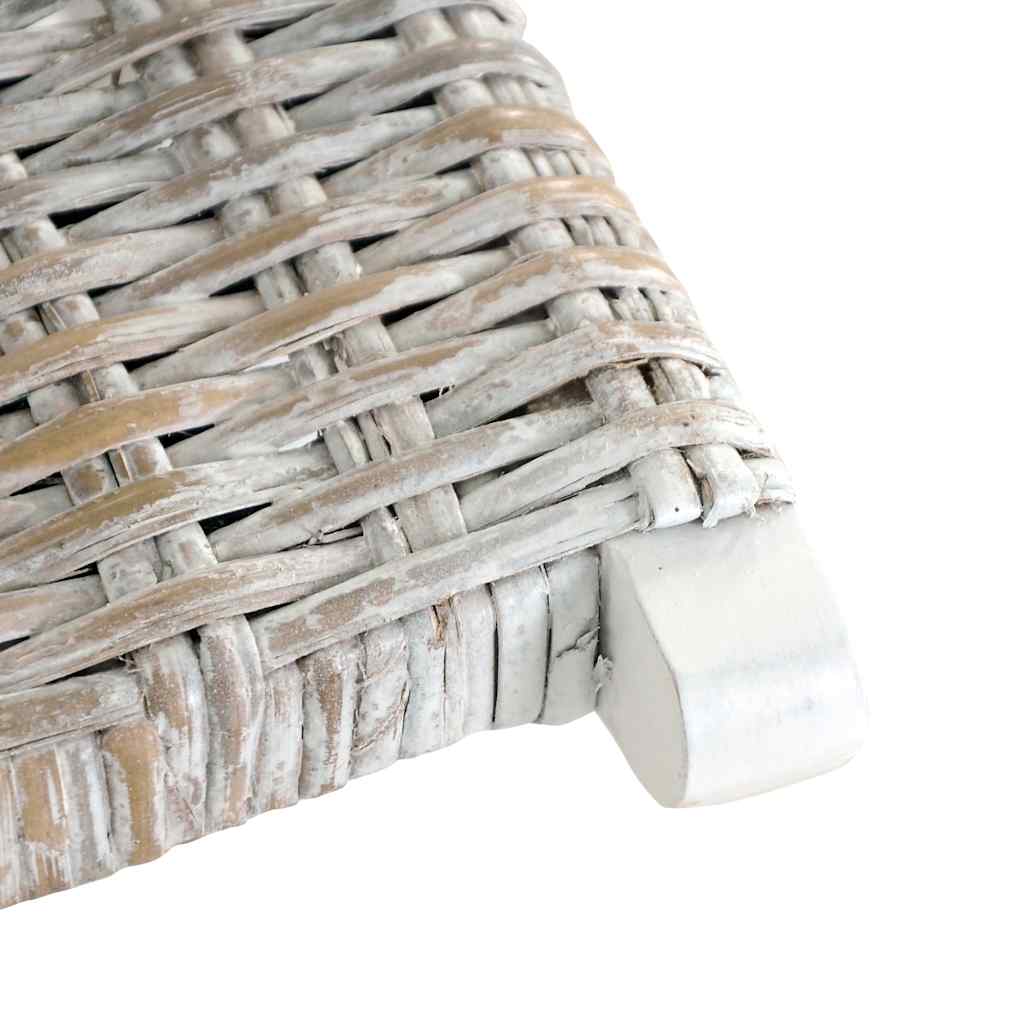 vidaXL Krzesło, białe, naturalny rattan kubu i lite drewno mahoniowe