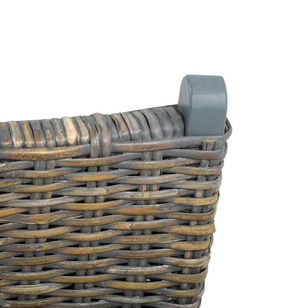 vidaXL Krzesło, szare, naturalny rattan kubu i lite drewno mahoniowe